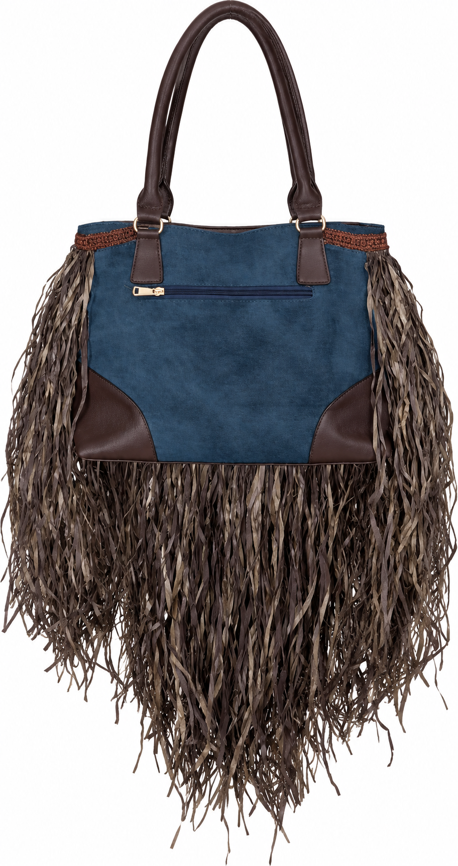 The Cocoa Denim Fringe Handbag