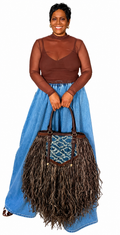 The Cocoa Denim Fringe Handbag